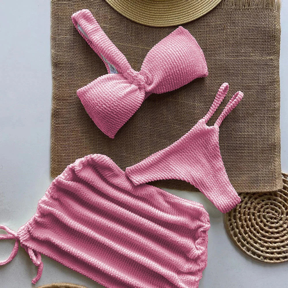 Sexy 3pieces Micro Bikini 2025 Women Swimsuit Female Swimwear Thong Bikinis Set Brazilian Beach Wear Bathing Suit Biquini - 3KDyn